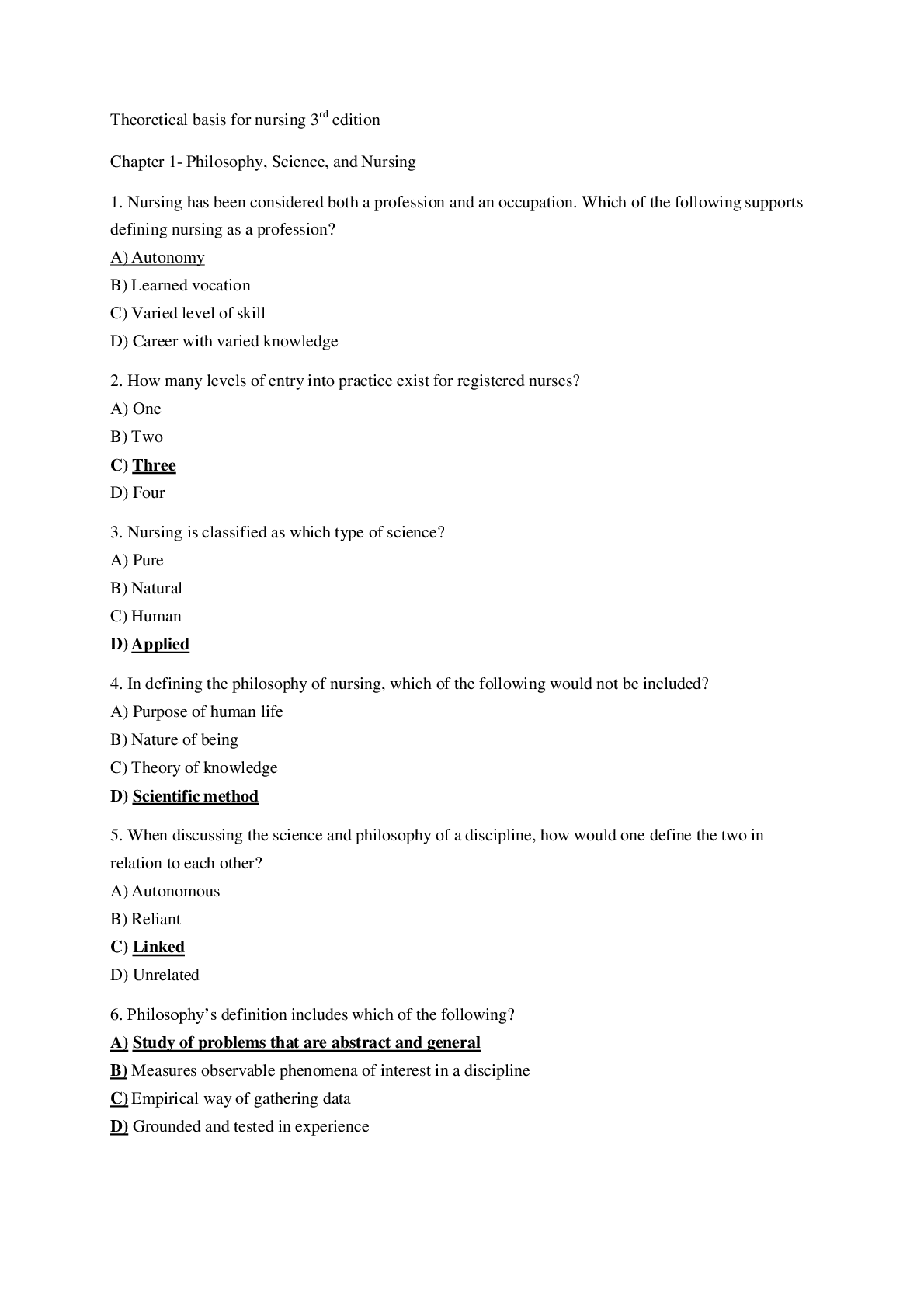 Preview image of Theoretical Basis for Nursing 3rd Edition Test Bank document